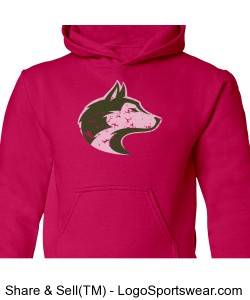 Husky Head - Youth Pink Sweatshirt Design Zoom